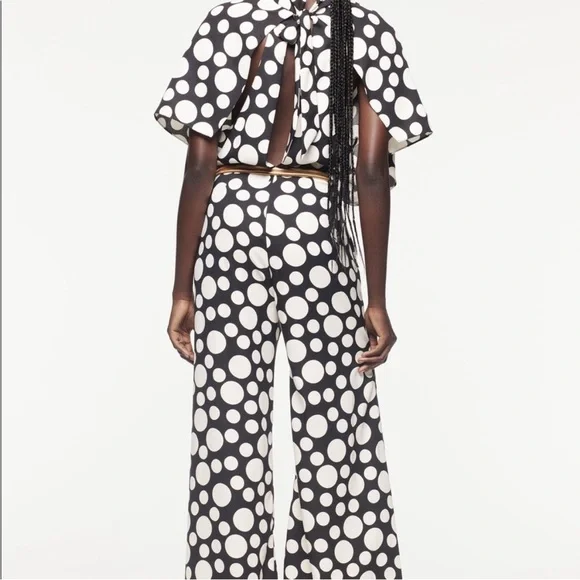 NWT - Zara Studio Limited Edition Black and White Polka Dot Jumpsuit - Picture 3 of 11